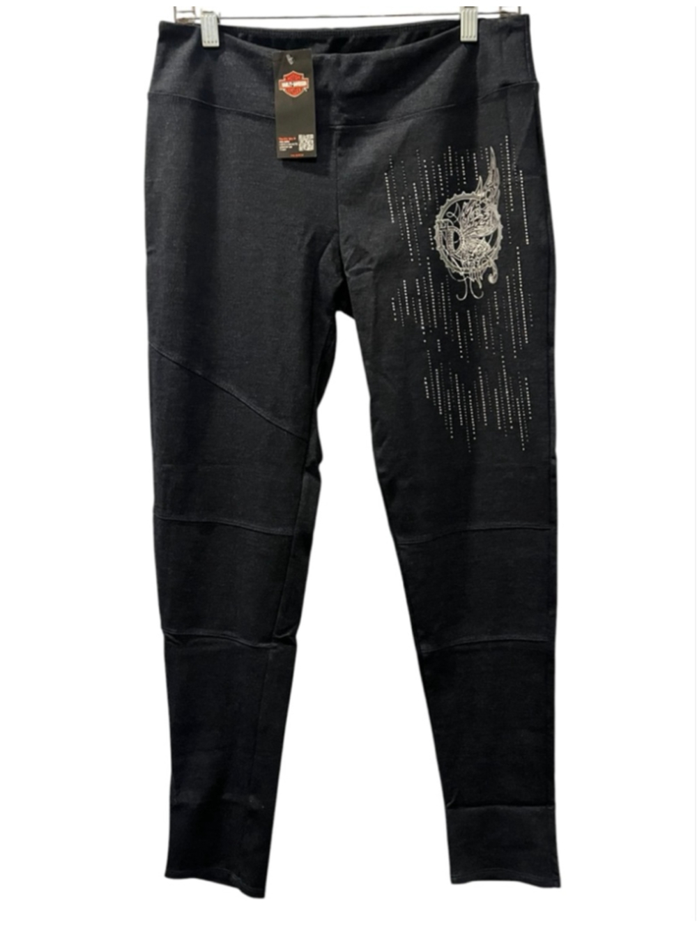 Harley Davidson NWT Vintage Blue Butterfly Bling Leggings Size Large Goth Casual
